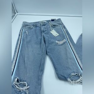 NEW Zara lightwash jeans stripes blue